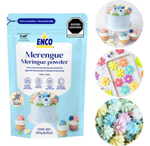 Merengue En Polvo Tipo Italiano Sabor Vainilla Enco 250g
