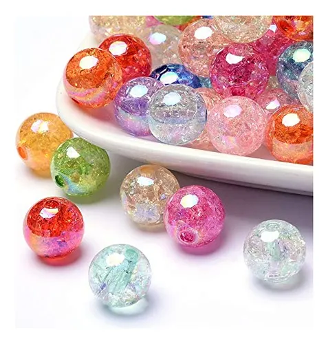 50pcs 12mm Crackle Bubblegum Beads Ab Color Transparent...