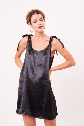 Vestido Corto De Fiesta Verano 2020 Seda Negro Cóctel Tutu