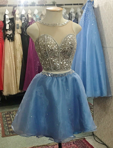 vestido de festa de 15 anos azul