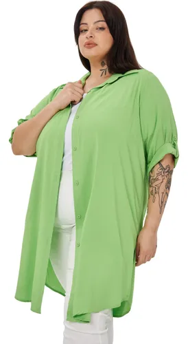 Camisa De Vestir Manga Corta De Mujer Talle Grande 10 Puntos