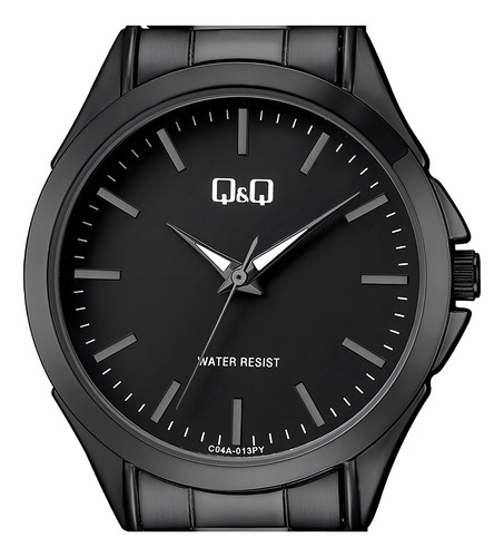 Reloj Q&q Caballero C04a 013py Acero Pavonado Cristal Correa Negro Bisel Negro Fondo Negro