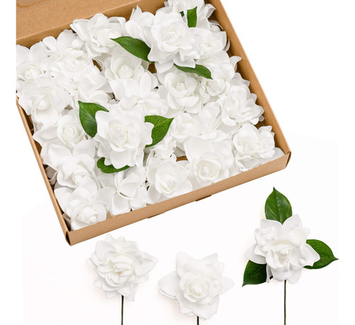 Ling's Moment Flores Artificiales De Gardenia Blanca, Flores