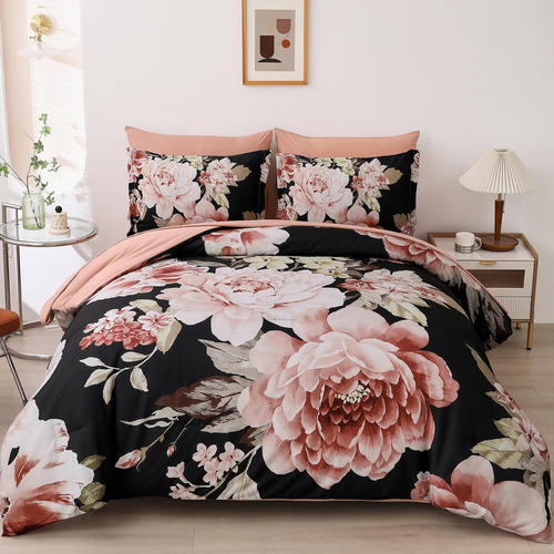 Dintszyayue Queen Comforter Set Black 7 Pieces Bed In A Bag.