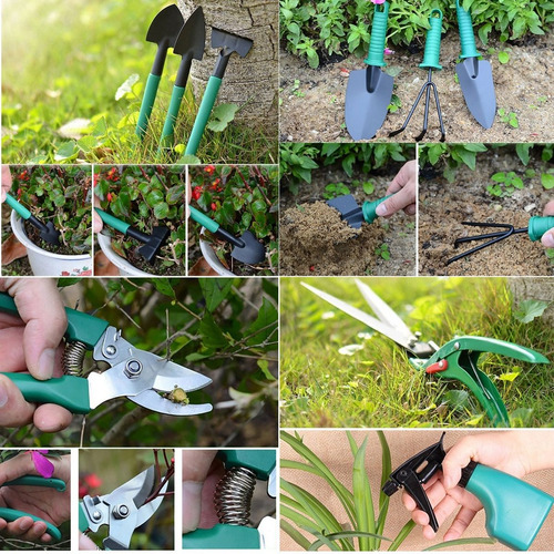 Imagen 4 de 10 de Kit Set Jardineria Jardin 10 Piezas Valija Plastica Acero In