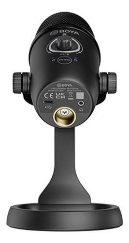 Microfone de mesa multipadrão Boya by-CM5 com cor de monitoramento preta