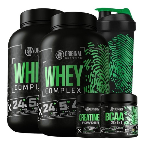 Kit 2x Whey Complex Protein Blend + Bcaa + Creatina + Shaker