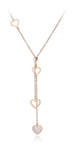 Collar Cadena Para Mujer Amor Corazones Circones En Acero 