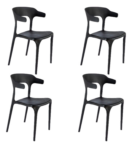 Set X4 Silla Estocolmo Negro Comedor Cocina Moderna -impacto