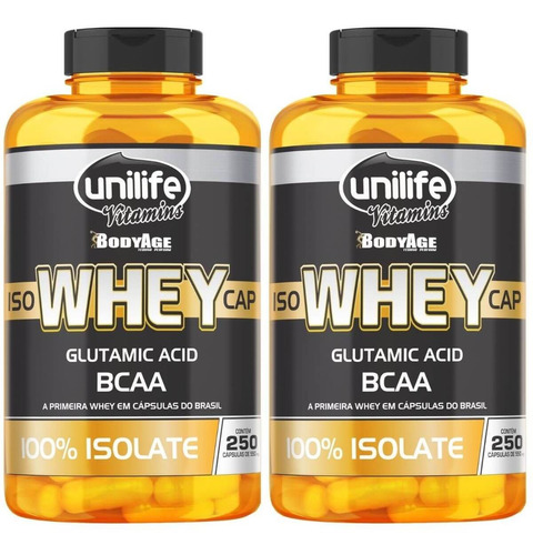 Kit 2 Whey Protein 100% Isolado 250 Cápsulas - Frete Grátis