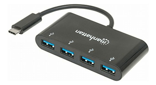 Manhattan Ac-5495 Hub Usb-c 4 Ptos Negro, Negro