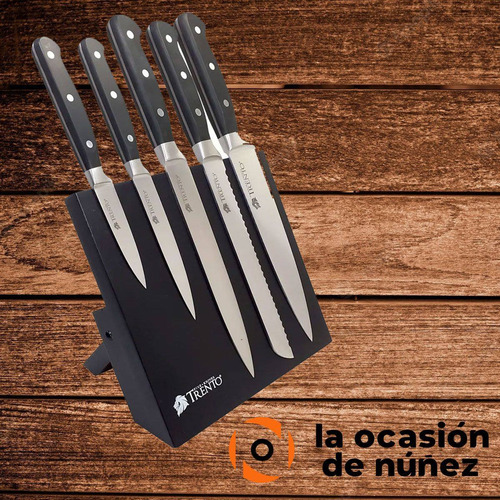 Imagen 4 de 7 de Kit Gastronomico Set 5 Cuchillos Base Magnetica Cocina Chef