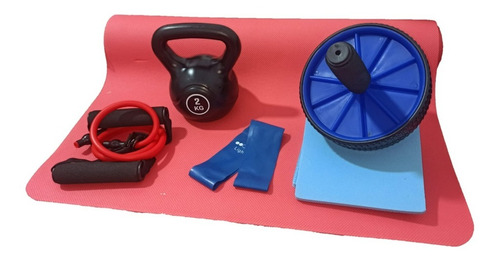 Set Kit Fitness Rueda Pesa Colchoneta Banda Liga