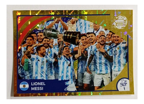 Lámina Lionel Messi Campeón, Leyenda Copa América Usa Panini