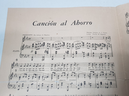 Imagen 4 de 4 de Antigua Partitura Canción Al Ahorro Caja Nacional Mag 59445