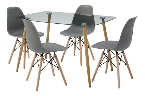 Mesa De Comedor De Cristal Templado Con 4 Sillas Sarpsborg G