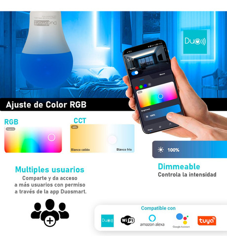 Foco Inteligente Duosmart Wifi Control App Alexa/google Rgb