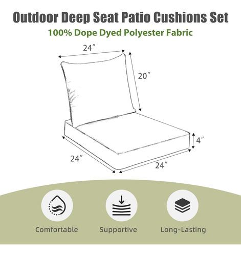 Cojines Profundos De Asiento Para Exteriores - 24x24 Pulgada