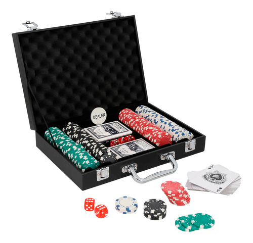 Set De Juego De Poker Con 2 Barajas, 5 Dados, Y 200 Fichas