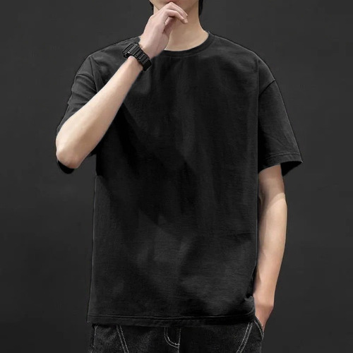 Camiseta De Manga Corta Con Cuello Redondo Para Hombre Con E