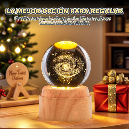 Lampara De Noche Led 3d Galaxia Bola Cristal Base Giratoria Via Láctea