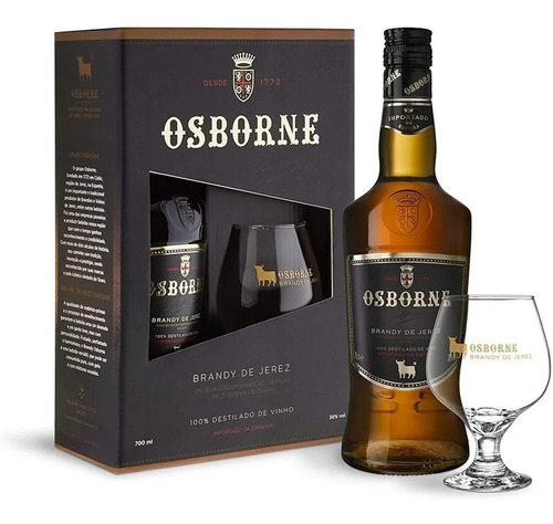 Kit Conhaque Brandy Jerez Osborne 700ml Com Taça