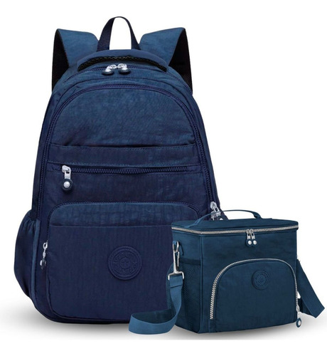 Kit Bolsa Necessaire Multiuso Térmica E Mochila Feminina Top Cor Azul