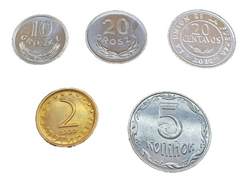 Set 5 Excelentes Monedas Bulgaria Polonia Ucrania Bolivia