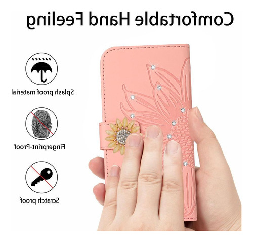 Funda Con Tapa Para Realme 13 Plus, 5 G, De Piel, Forma De Girasol, Con Ranura Para Tarjetas, Soporte, Función Atril, Protector Con Un Cordón Largo
