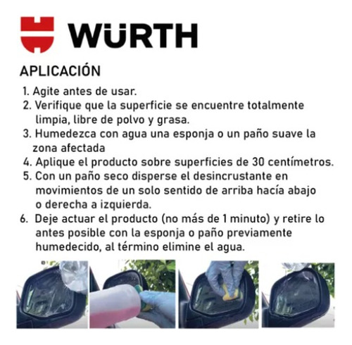 2 Pz Desincrustante P/cristales Wurth Lluvia Acida Vidrios