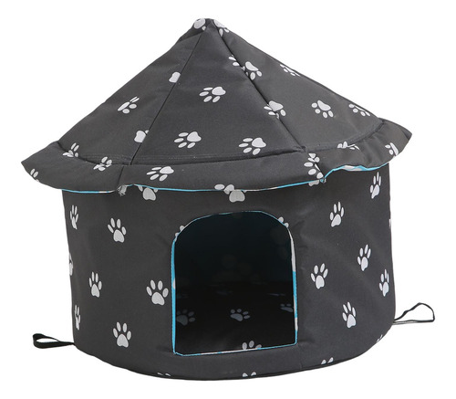 Refugio Para Gatos Callejeros Impermeable Redondo S Negro