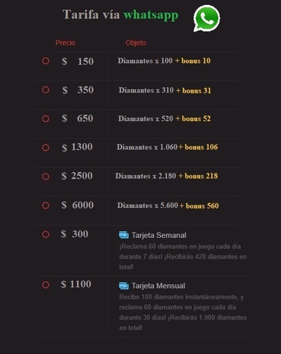 1060 Diamantes Free Fire + 106 Bonus | Entrega Inmediata |