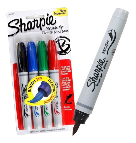 Marcadores Sharpie Punta Pincel - X 4 Unidades Blister