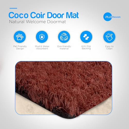 Tapete De Fibra De Coco Plus Haven Con Respaldo Resistente D