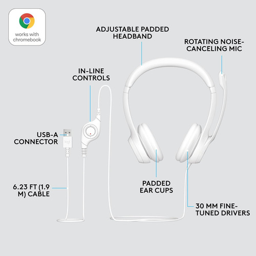 Logitech H390 Wired Headset For Pc/laptop, Auriculares Es...