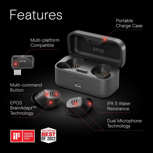 Auriculares Inalámbricos Para Juegos Epos Gtw 270 Hybrid Con