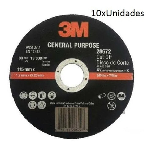 Disco De Corte 3m 115 X 1.2 Mm X 10 Unidades 