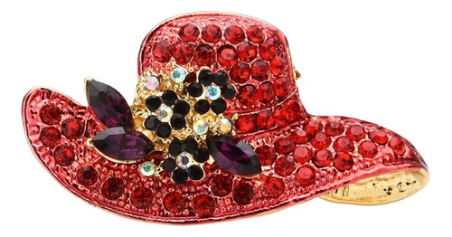 Broches Sombrero De Diamantes De Imitación Rojos For Mujer