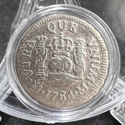 Moneda 1/2 Real Columnaria Plata Original 1764 Mexico Mo