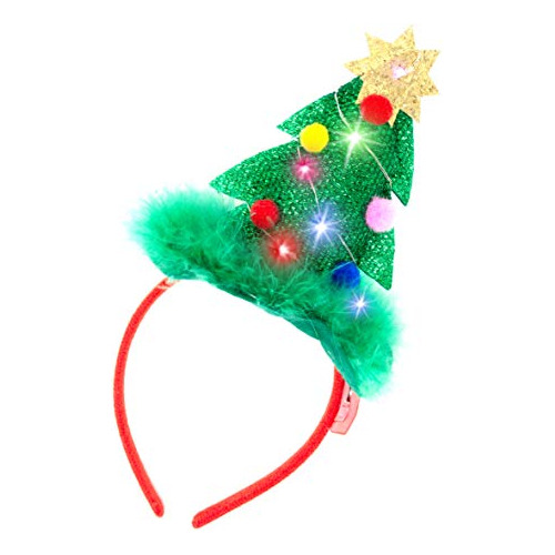 Diadema Para Fiesta Diseño Navideño 3d Con Luz Led 2 Pzas Multicolor