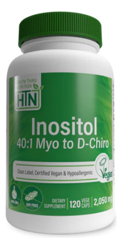 Health Thru Nutrition Myo Y D-chiro Inositol 40:1, 120 Caps Sin Sabor