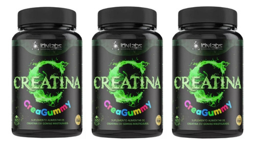 3potes Creatina Creagummy Idnlabs Uva Verde De 60 Gomas Cada