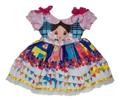 Vestido festa junina bebe 4 best sale meses