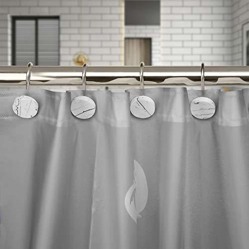 barra para ventana de ducha diámetro interior de 39 mm y diámetro exterior de 56 mm clip para barra de cortina de baño Anladia 24 anillos de cortina blancos 