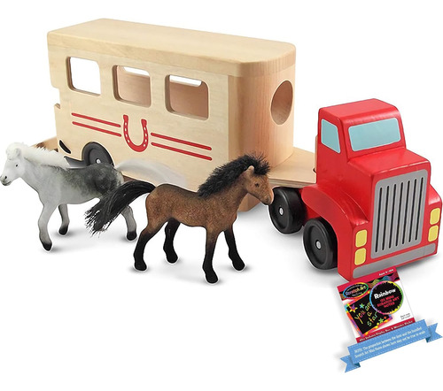 Melissa Doug Wooden Horse Carrier Toy 1 Scratch Art Mini-pad