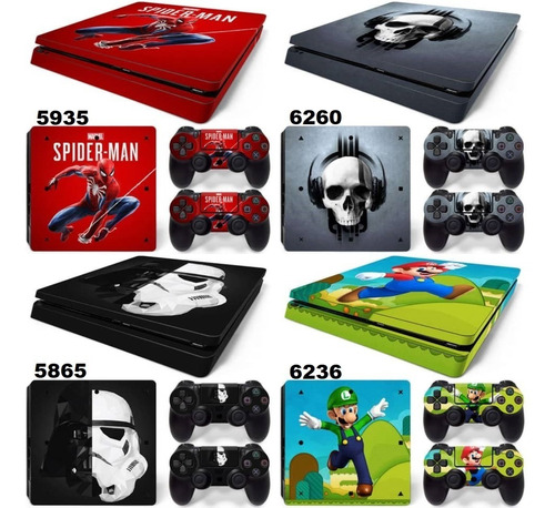 Imagen 2 de 6 de Calcomania Etiqueta Vinil Stiker Skin Play Station Ps4 Slim