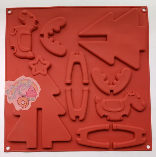 * Kit 2 Moldes Silicon Trineo Pino Galleta 3d Choco Navidad