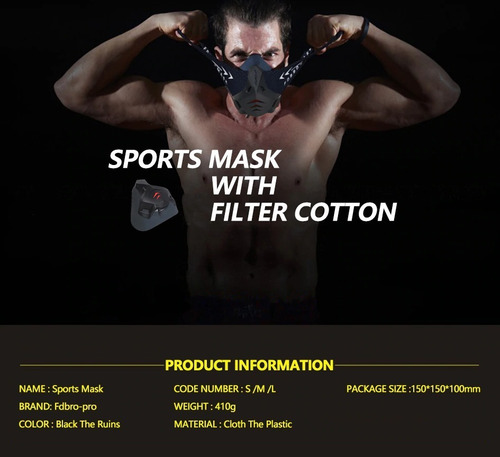 Imagen 7 de 7 de Mascarilla Cubrebocas Para Entrenar Gym Correr Sport Cfiltro