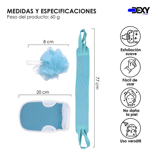 Kit De Baño Con Cepillo, Masaje Y Exfoliación Para Ducha