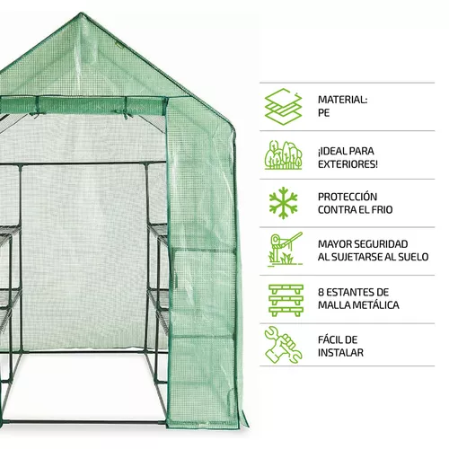 Invernadero completo para interior y exterior con 8 estantes resistentes.